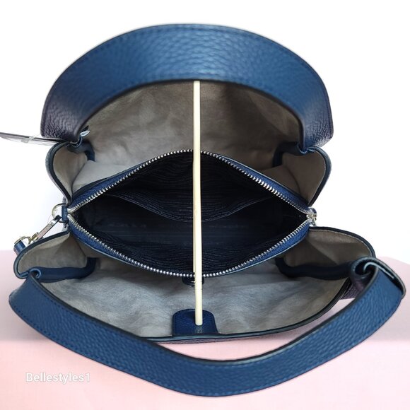 KATE SPADE Knott MEDIUM Denim Check & Leather Crossbody Tote- Indigo Multi⭐ - Picture 13 of 16